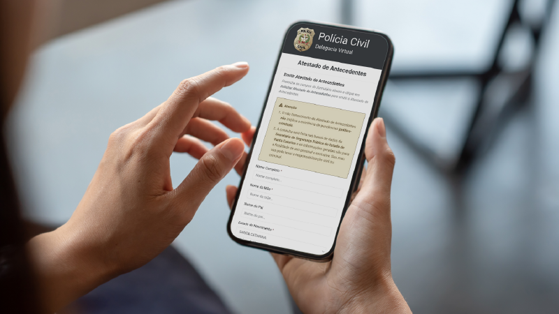 Serviço digital de emissão de atestado de antecedentes.