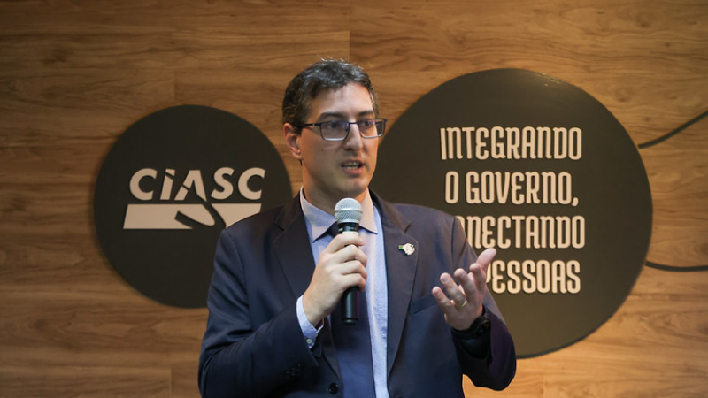 Leandro Antunes Berti, novo presidente do CIASC, em seu discurso de posse.